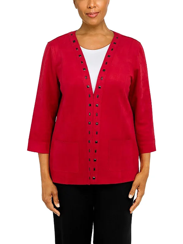 Big Savings On Rustic Countryside Styles Womens Faux Suede Studded Collarless Blazer