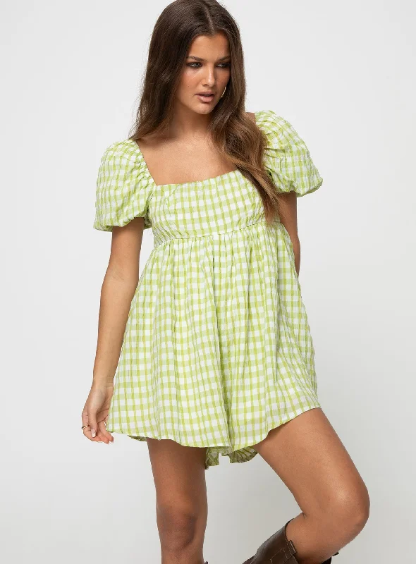 End Of Season Sale Lorna Check Romper Green