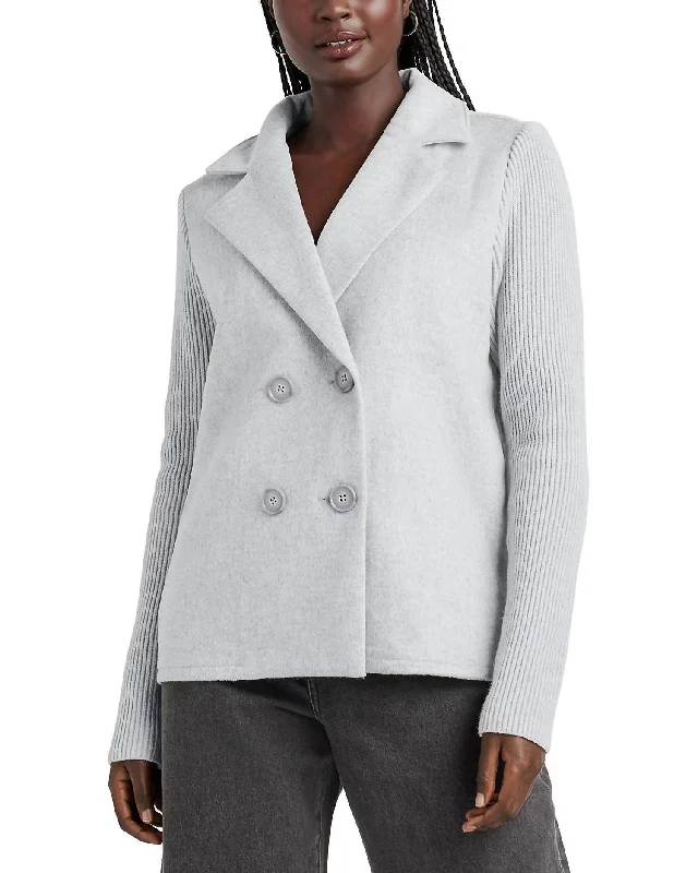 Embrace New Fashion Singrid Wool Jacket In Ice Heather Grey