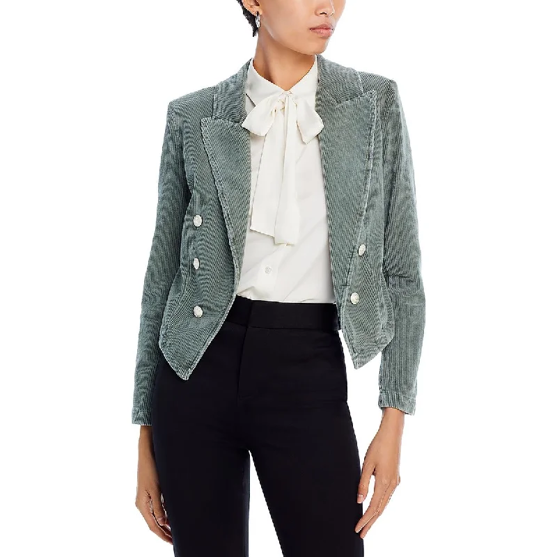 Relaxed Style Womens Cropped Work Wear Double-Breasted Blazer