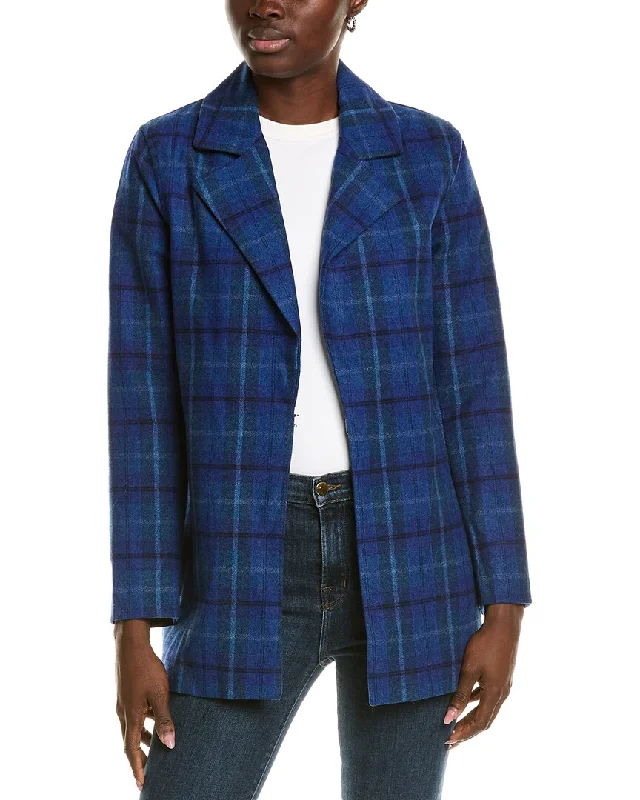 Trendy Street Style tyler böe Shannon Sapphire Plaid Wool-Blend Blazer