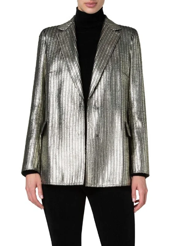 Trend Driven Wardrobe Laminate Corduroy Boyfriend Jacket In Gold