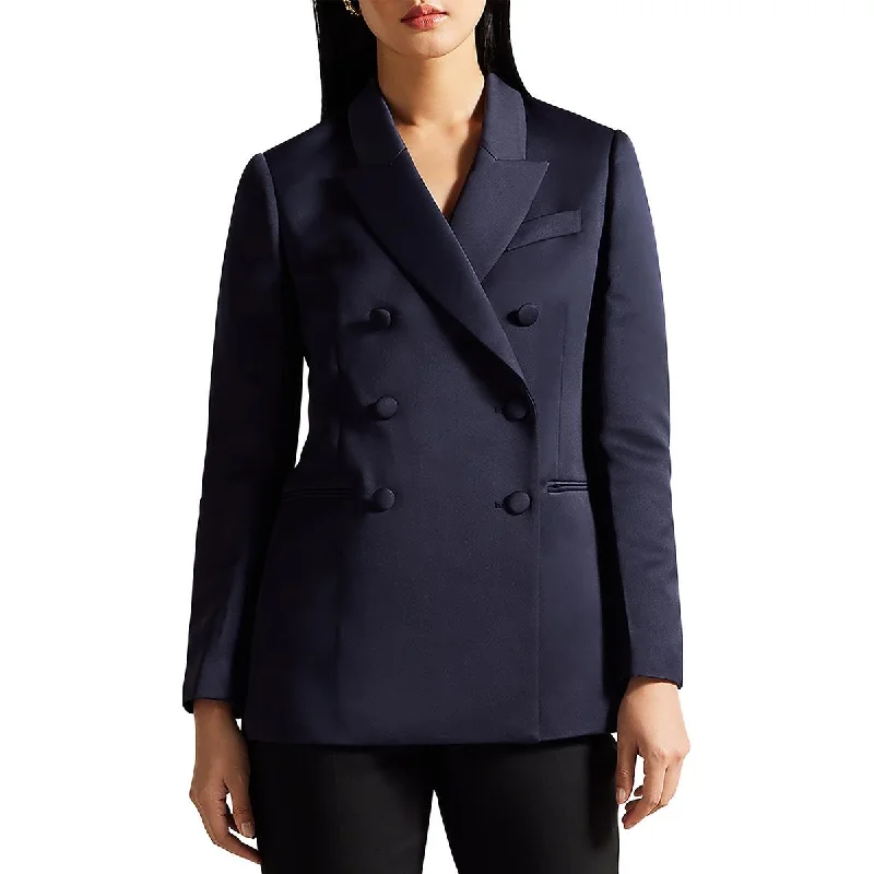 Versatile Wardrobe Essentials Womens Collar Pocket Double-Breasted Blazer