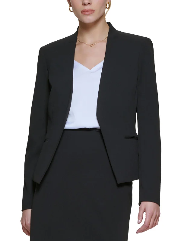 Additional Time-Limited Offers Womens Asymmetric Polyester Open-Front Blazer