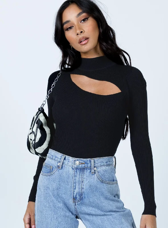 Trendy Pulse Azalea Long Sleeve Bodysuit Black