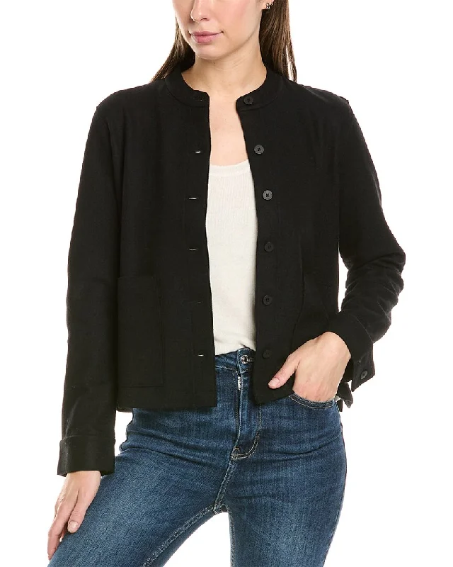 Fresh Styles, Fresh Deals EILEEN FISHER Petite Mandarin Collar Wool Jacket