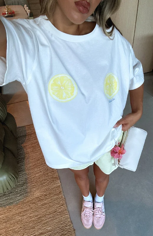 Unleash Your Trend Driven Style When Life Gives You Lemons Oversized Tee White