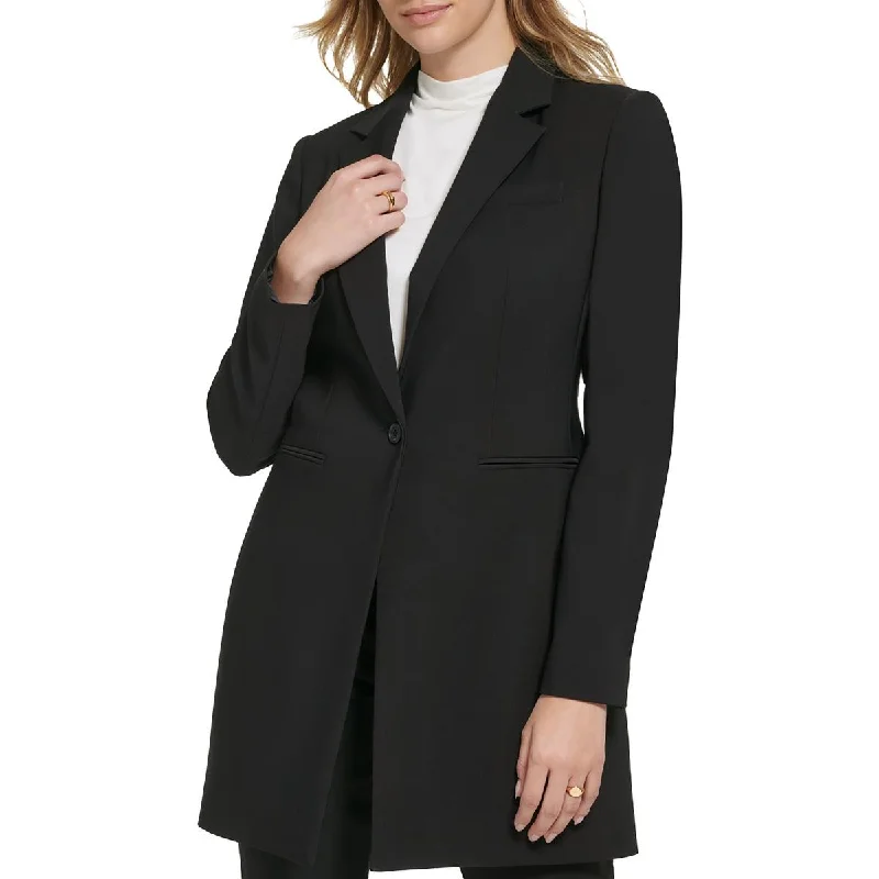 Runway Inspired Wear Womens Long Office One-Button Blazer