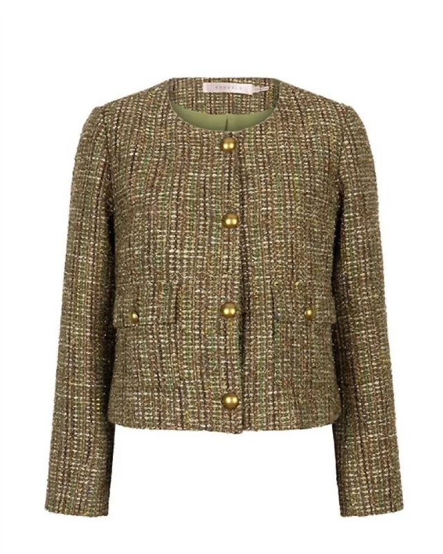 Statement Piece Women's Tweed Blazer In Green Tweed