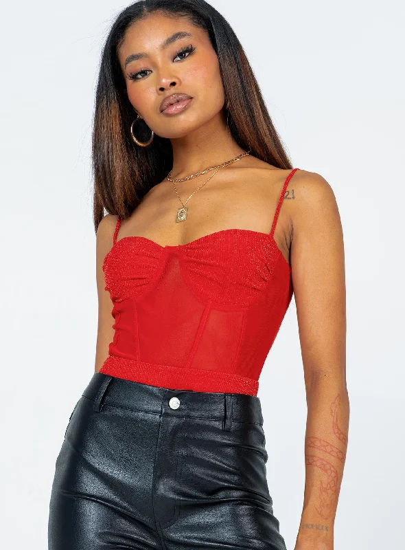 Chic Style Triston Bodysuit Red