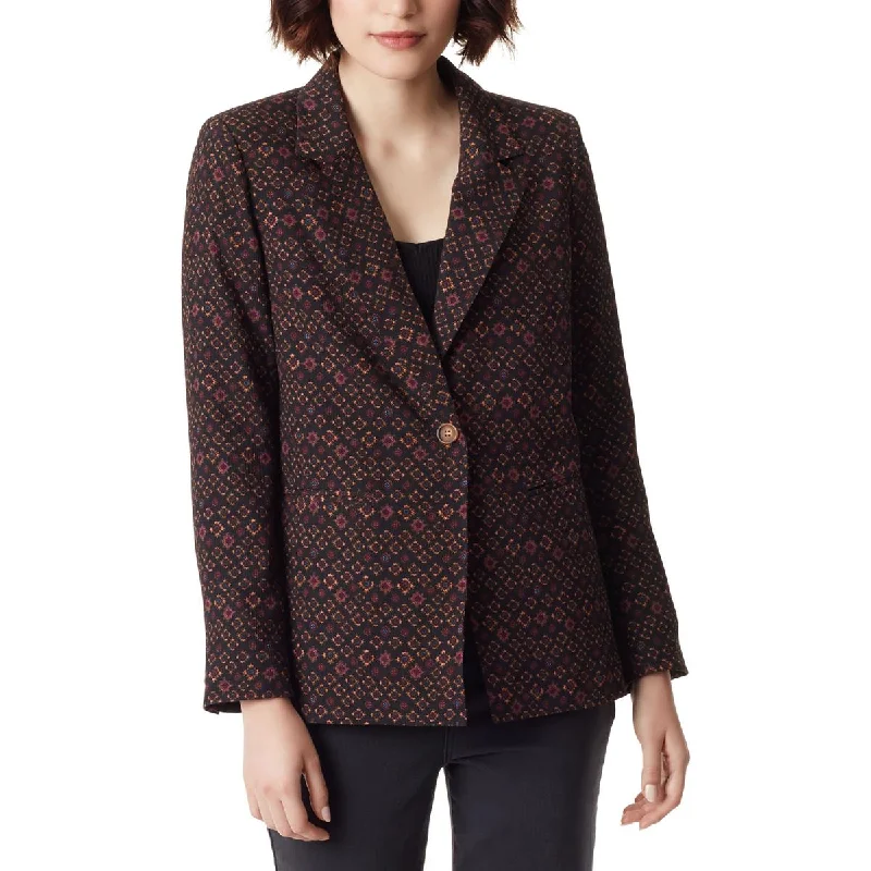 Boutique Styles Womens Printed Office One-Button Blazer