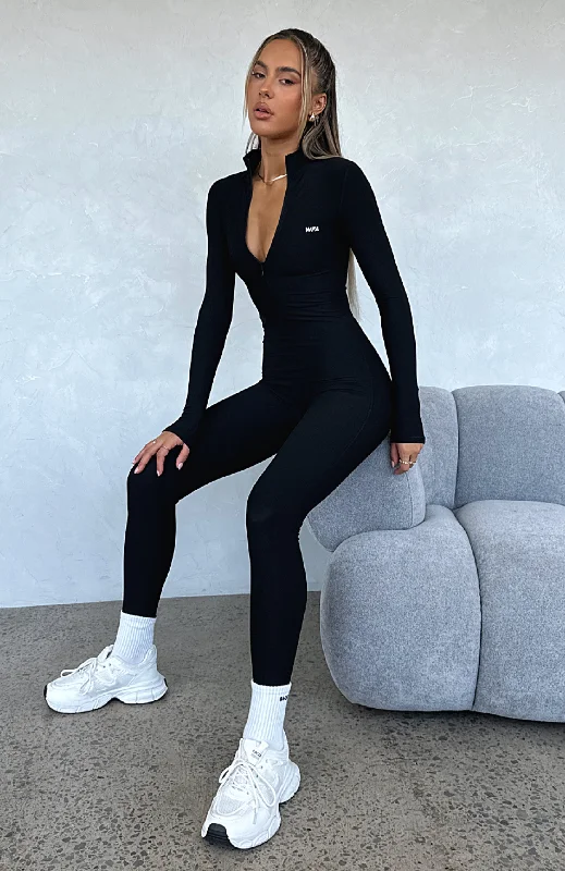 Quick Grab Deals Exceed Long Sleeve Jumpsuit Black