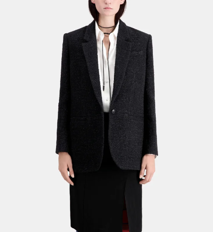 Classic Appeal Tweed Blazer With Silver Details