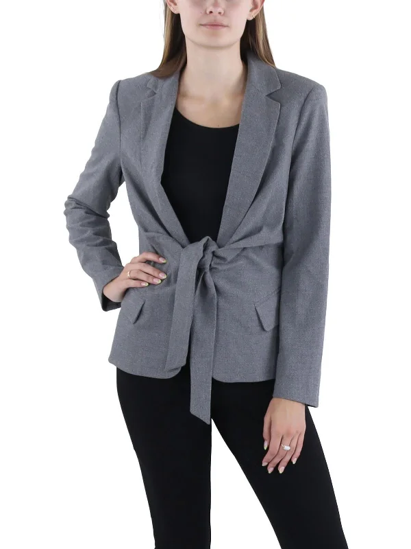 Disco - Inspired Retro Dance Look Womens Heathered Tie Front Open-Front Blazer