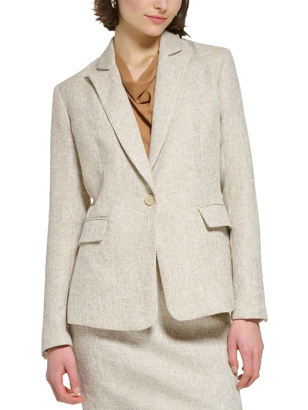 Holiday Sale Petites Womens Textured Collared One-Button Blazer