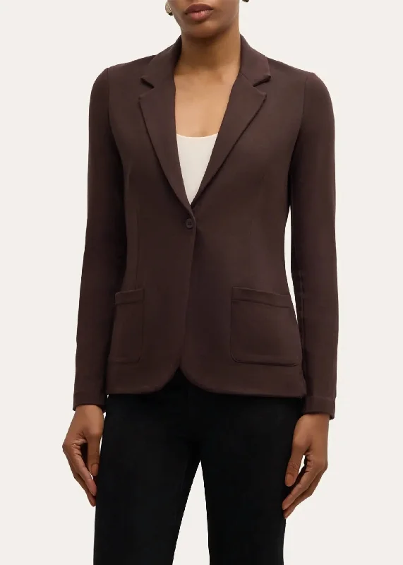 Wardrobe Update French Terry Fleece One-Button Blazer In Coffee