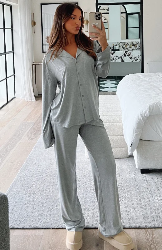 Shop Sale Items Pillow Talk Long Sleeve Pyjama Set Grey Marle