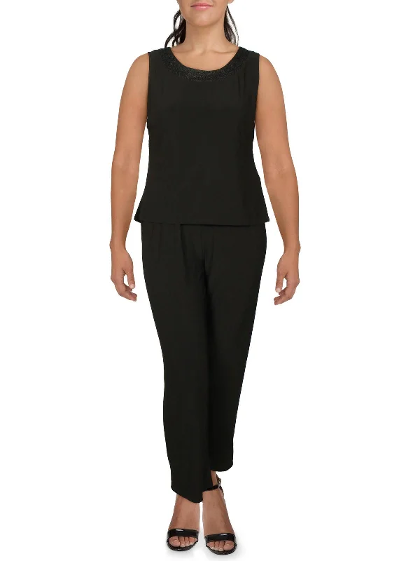 Flash Sale Petites Womens Knit 2PC Pant Suit