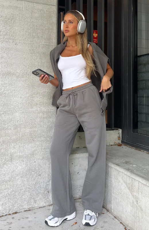 Explore What's New Stick With Me Wide Leg Sweatpants Slate