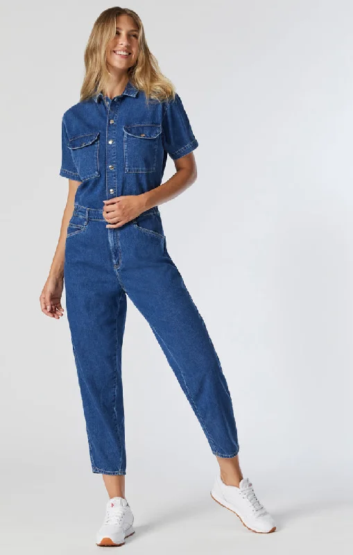 Limited Time Deal DORIA DENIM JUMPSUIT IN MID BLUE DENIM