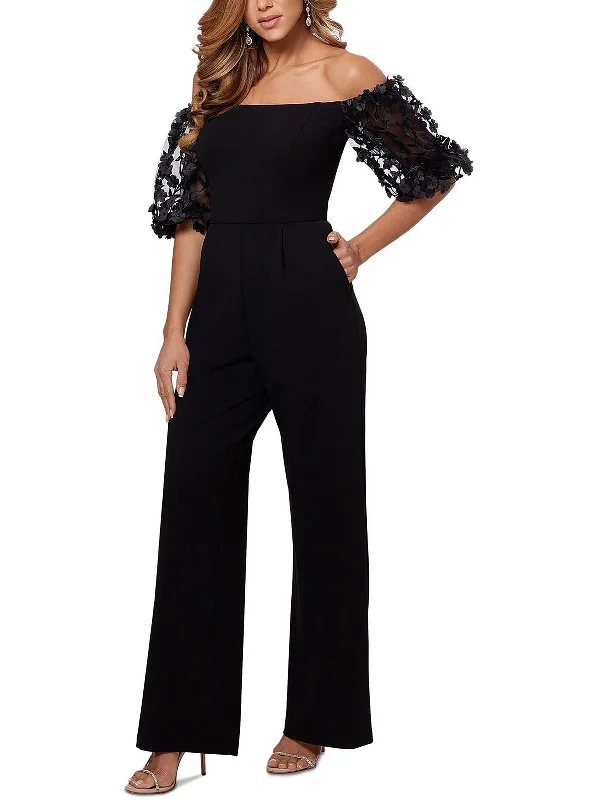 Hot Styles Womens Knit Off-The-Shoulder Jumpsuit