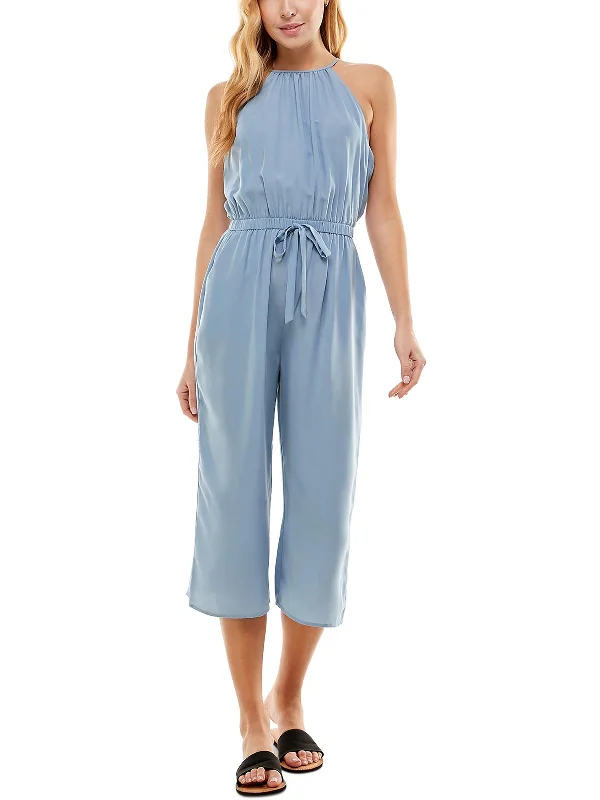 Refined Look Juniors Womens Crop Keyhole Jumpsuit