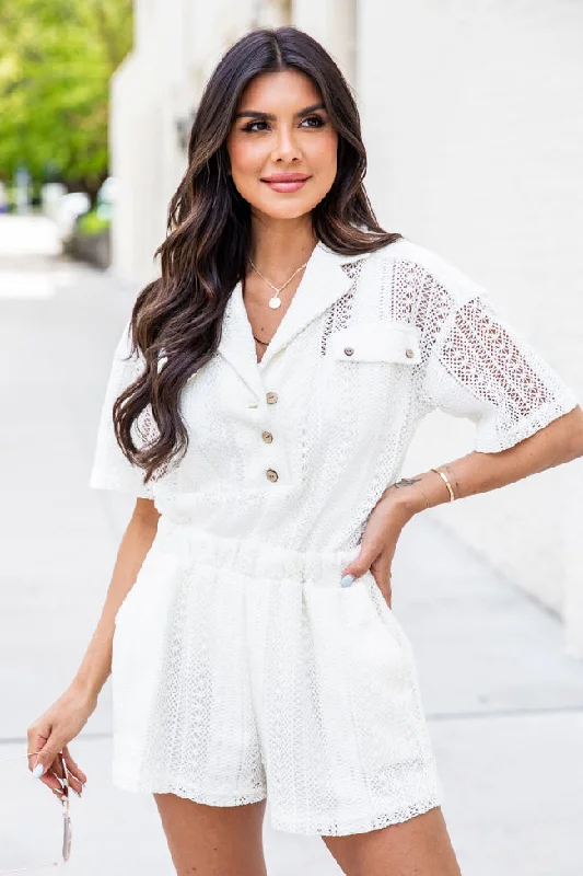 Latest Fashion I Know My Own Worth Cream Eyelet Romper FINAL SALE