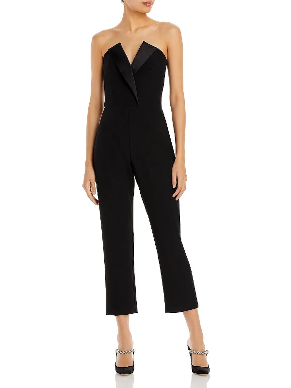 Limited Styles Womens Strapless V-Neck Jumpsuit