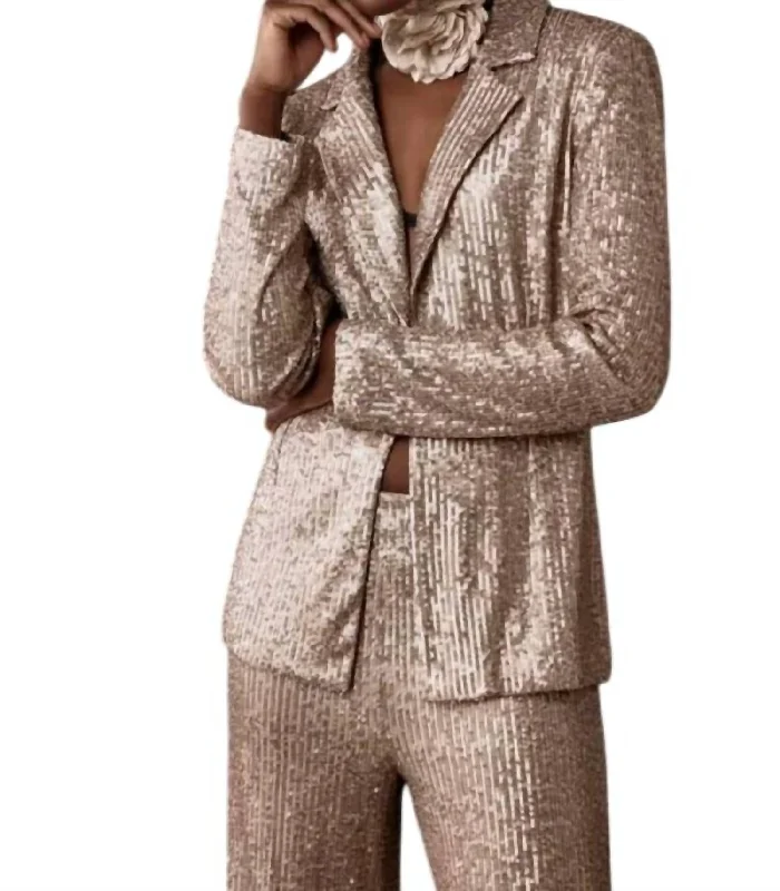 Hot Styles Sequins Blazer In Matte Gold