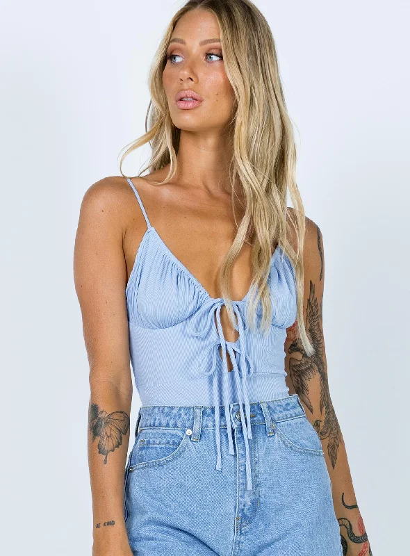 Elegant Simplicity Wardrobe Bow Bodysuit Blue