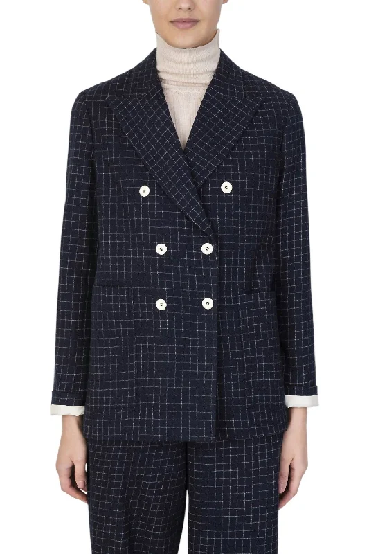 Artful Design Wool Check Blazer In Inchiostro