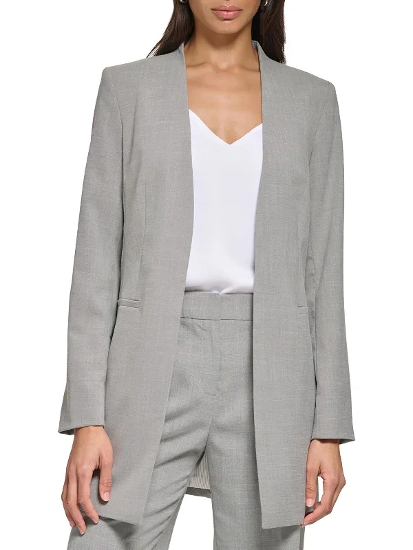 Vibrant Femme Fashion Womens Collarless Business Open-Front Blazer