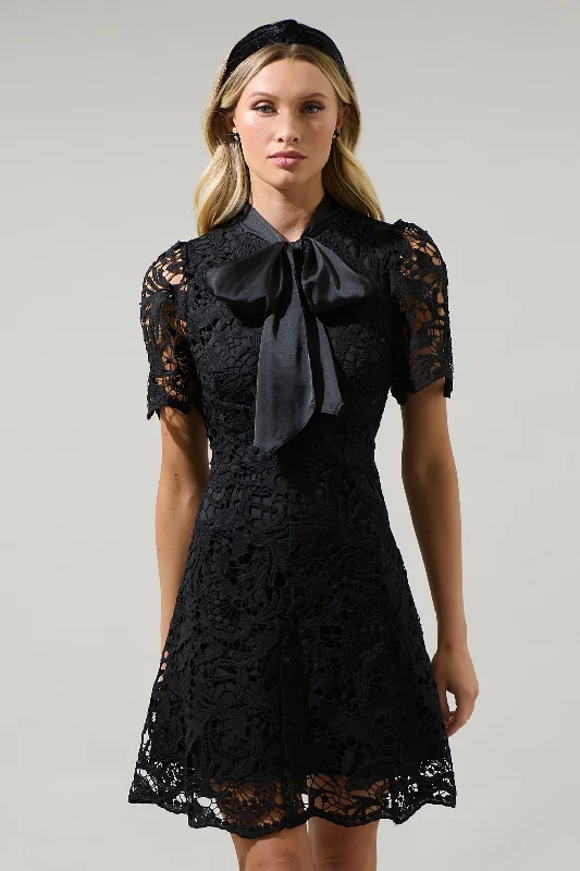 Limited Quantities Abilene Bow Crochet Mini Dress