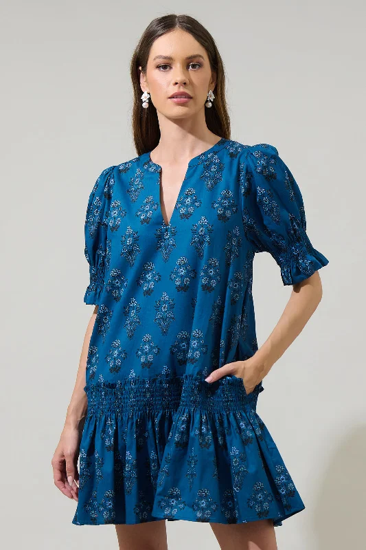 Trend Alert Gardena Floral Marinella Smocked Mini Dress