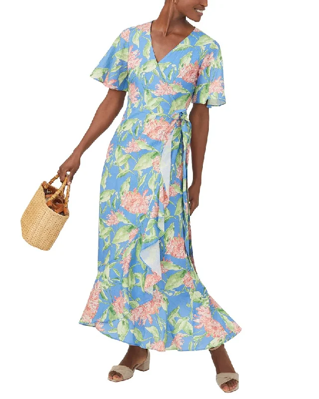 Dreamy Draping J.McLaughlin Peony Bloom Audette Linen-Blend Dress