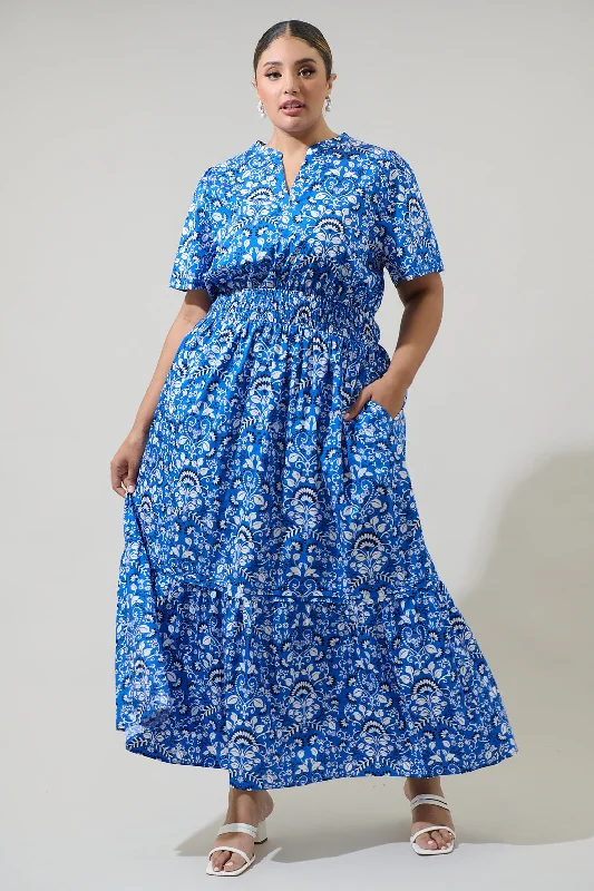 Charming Silhouette Lulu Floral Belraj Poplin Maxi Dress Curve