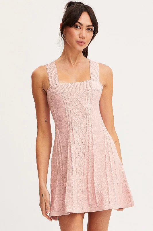 Trend Alert Pink Dress Sleeveless Mini Knit