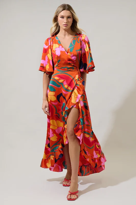 From Casual To Classy Serene Floral Abelia Hi-Low Maxi Wrap Dress