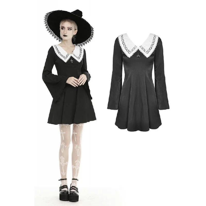 Budget Friendly Women's Gothic Large Lapel Dresses With Cross