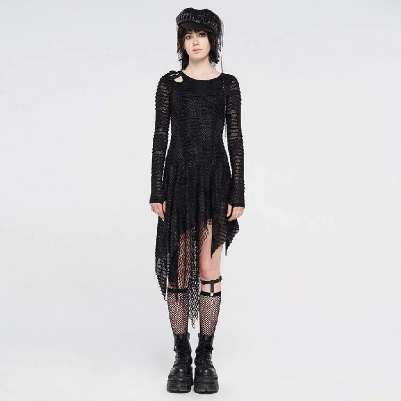 Seasonal Trends Women's Gothic Net Ripped Irregular Dresses