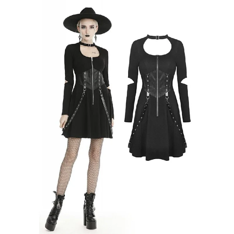 Inspired By You, Designed For You Women's Gothic Ripped Sleeve Cutout Dresses With Chain