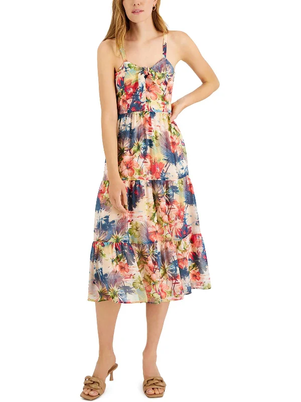 Seasonal Trend Womens Printed Calf Midi Dress