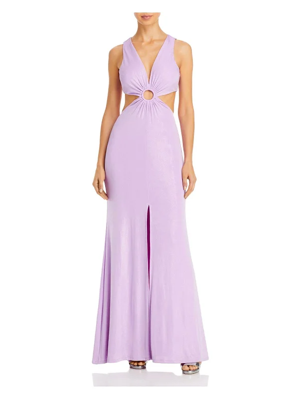 Shop Sales Womens Ruched Cut-Out Evening Dress