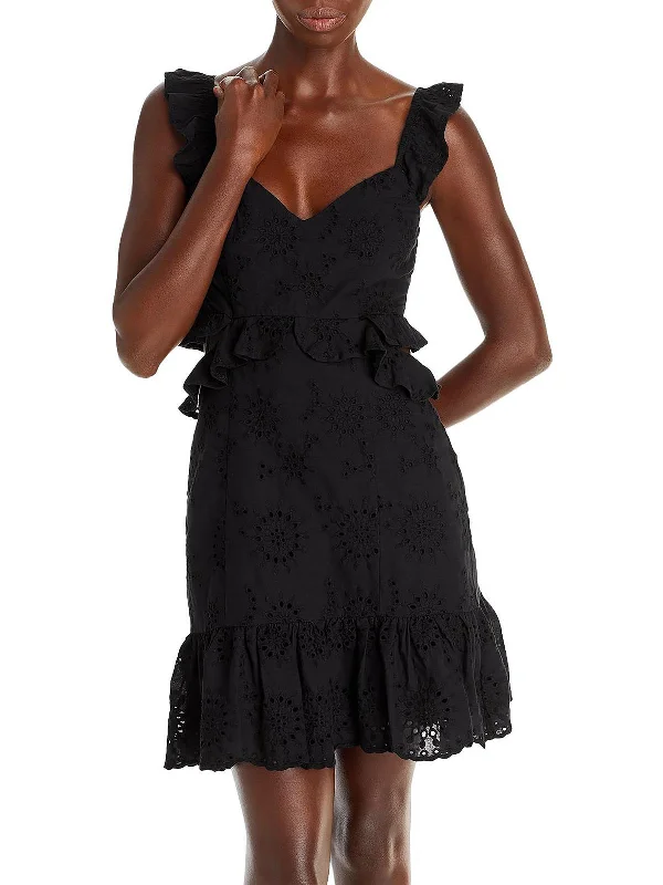 Graceful Drape Womens Ruffled Midi Sundress