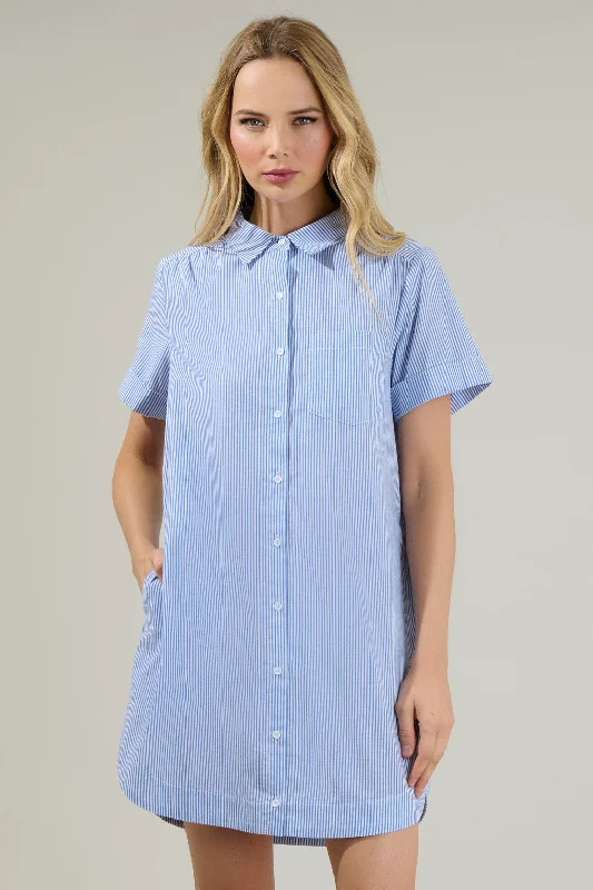 Chic Allure Zira Striped Kaylee Button Down Shirt Dress