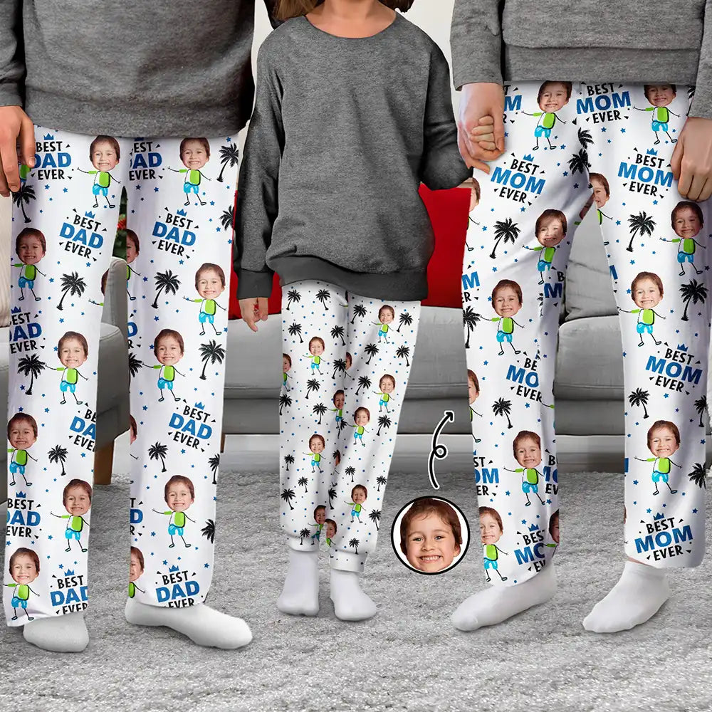 Enjoy Discount Custom Photo Best Dad Mom Ever - Personalized Pajama Pants