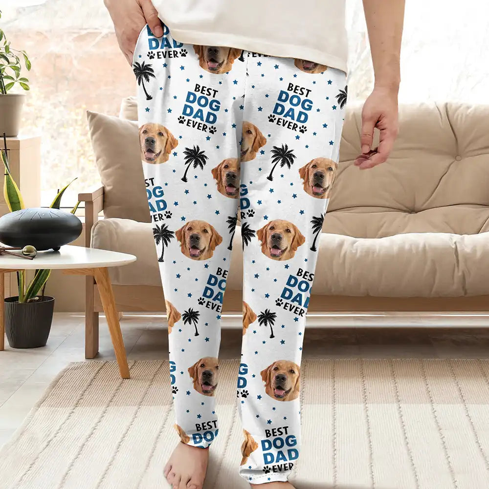 Trendy Street Style Attire Custom Photo Best Dog Cat Dad Mom Ever - Personalized Pajama Pants