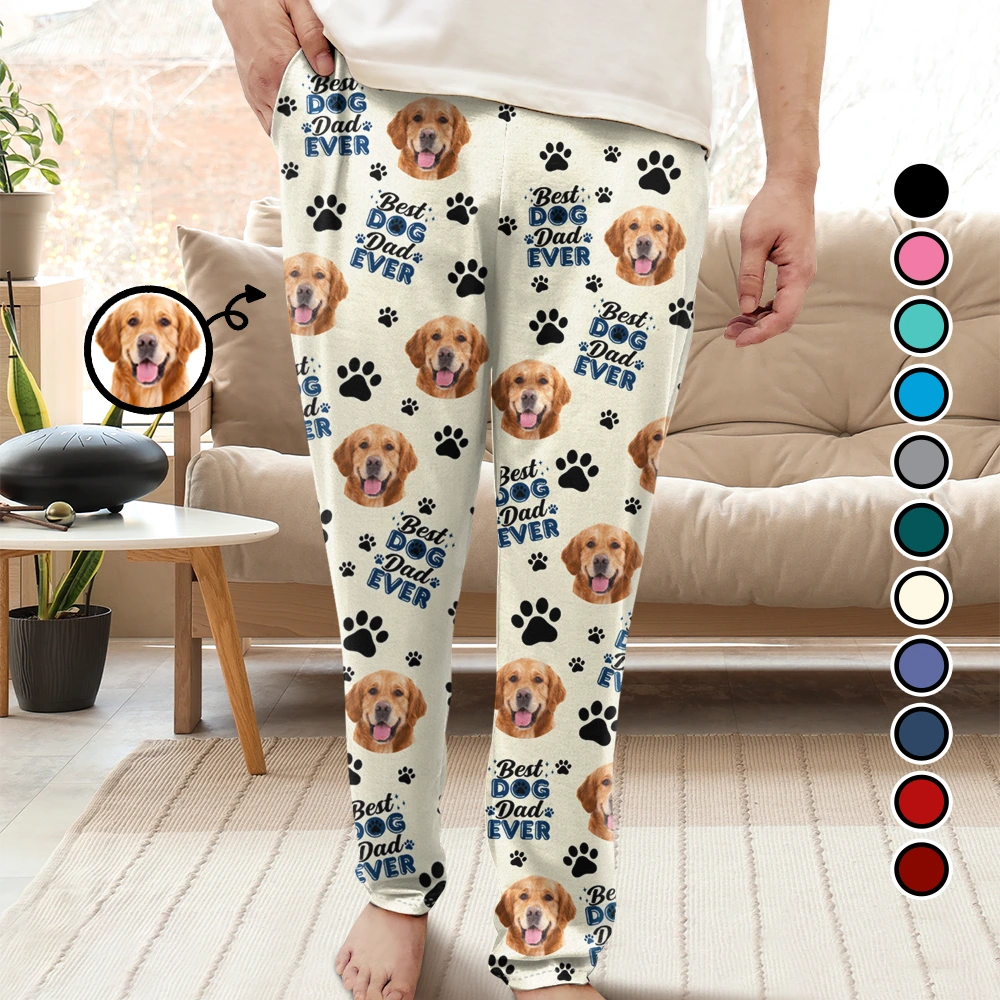 Chic Trend Collection Custom Photo Best Dog Dad Dog Mom - Personalized Pajama Pants