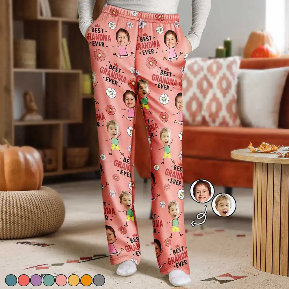 Trend Driven Wardrobe Custom Photo Best Grandma Nana Mom Ever - Personalized Pajama Pants