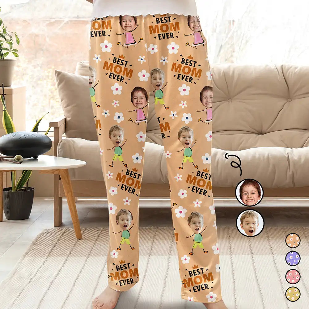 Chic Trends For The Fashion Savvy Custom Photo Best Mom Grandma Ever Flower Pattern - Personalized Pajama Pants